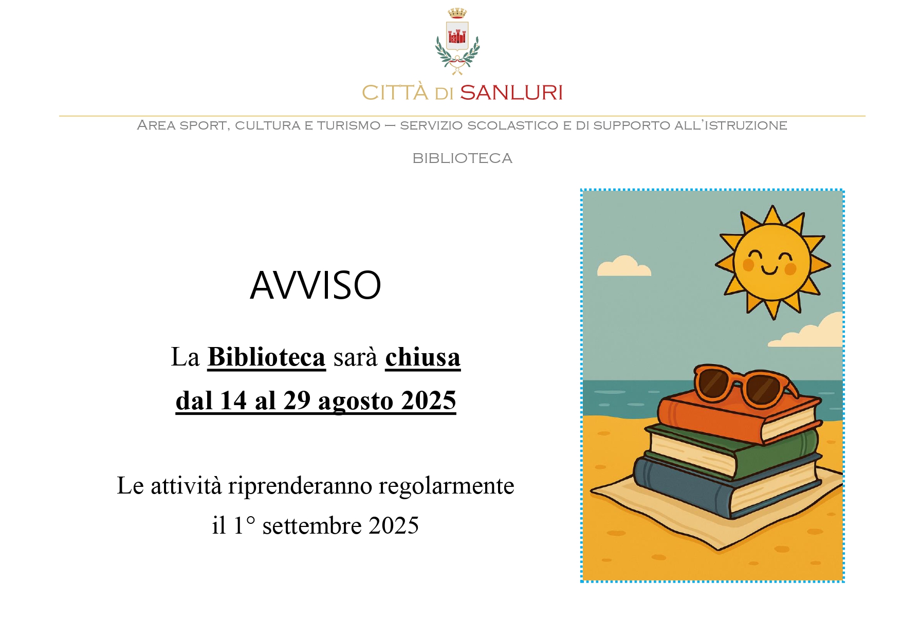 AVVISO chiusura estate 2025